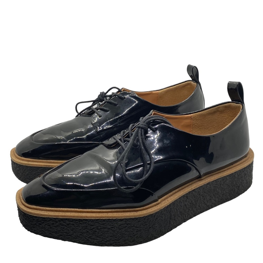 Zara Trafaluc Creeper Platform Black Patent Shoes Size US 8 / EU 39
